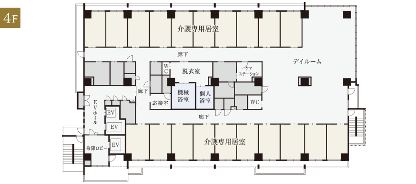 介護専用フロアの間取り図